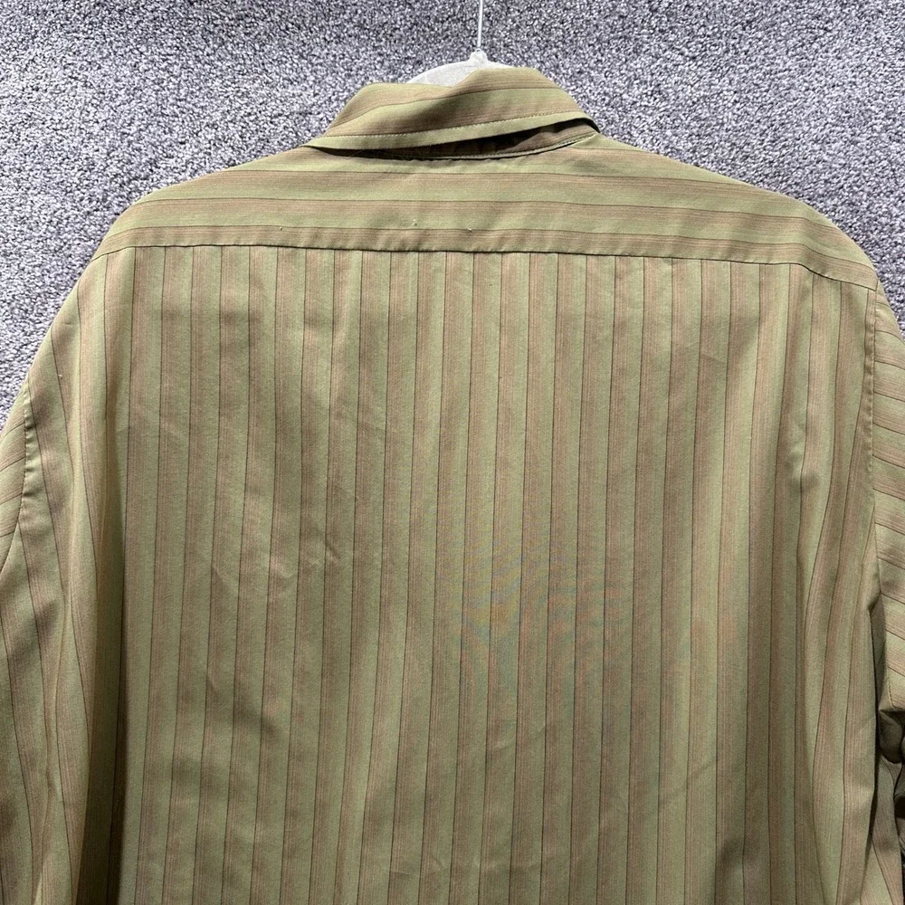 Vintage Arrow Kent Collection Drake II Olive Green Striped Dress Shirt 16.5 35 - Picture 11 of 12